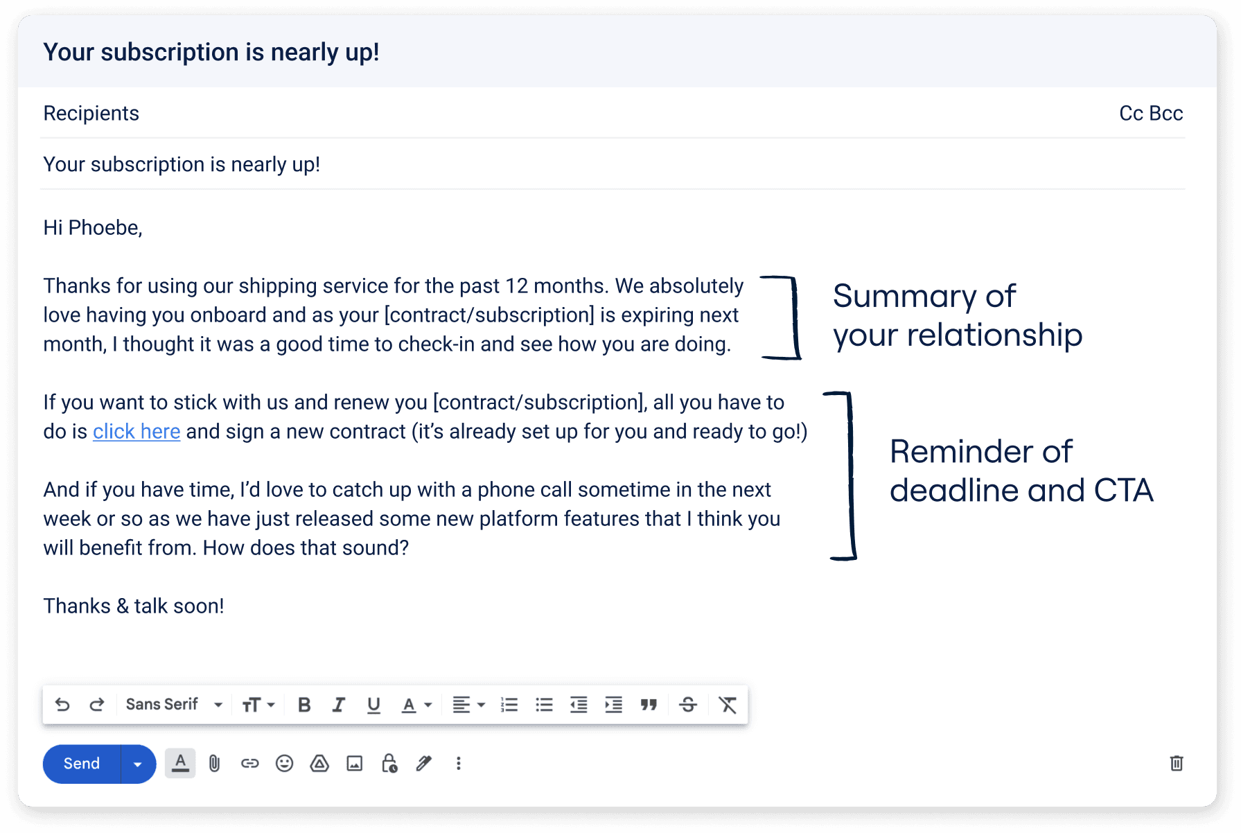 deadline email format