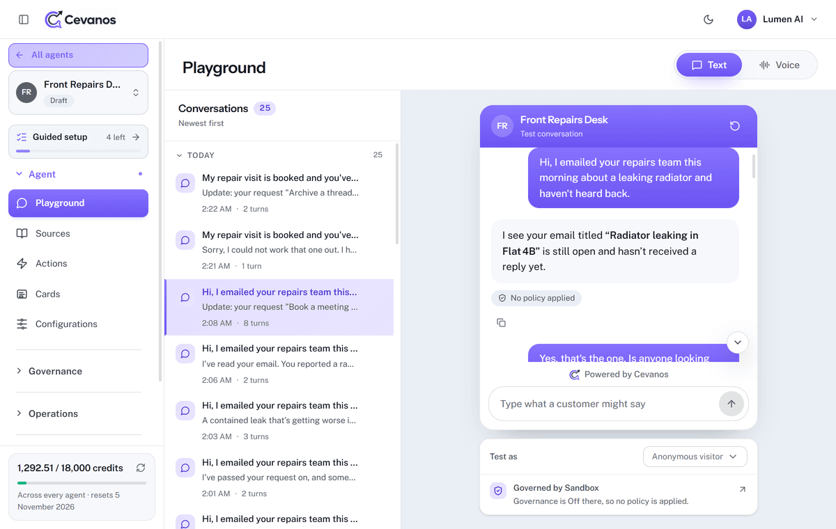 Screenshot of Cevanos