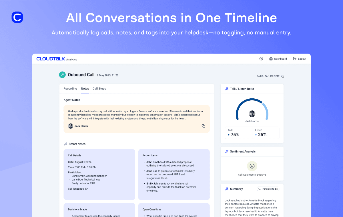 Screenshot of CloudTalk