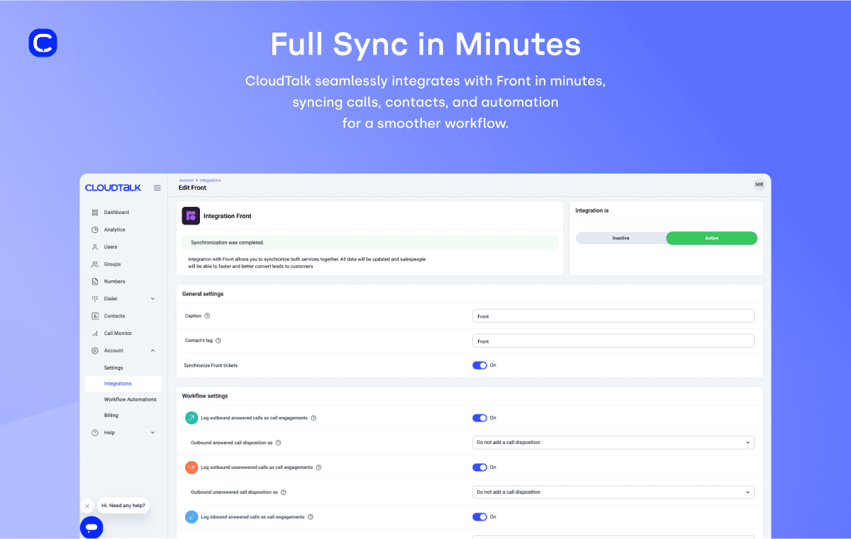 Screenshot of CloudTalk