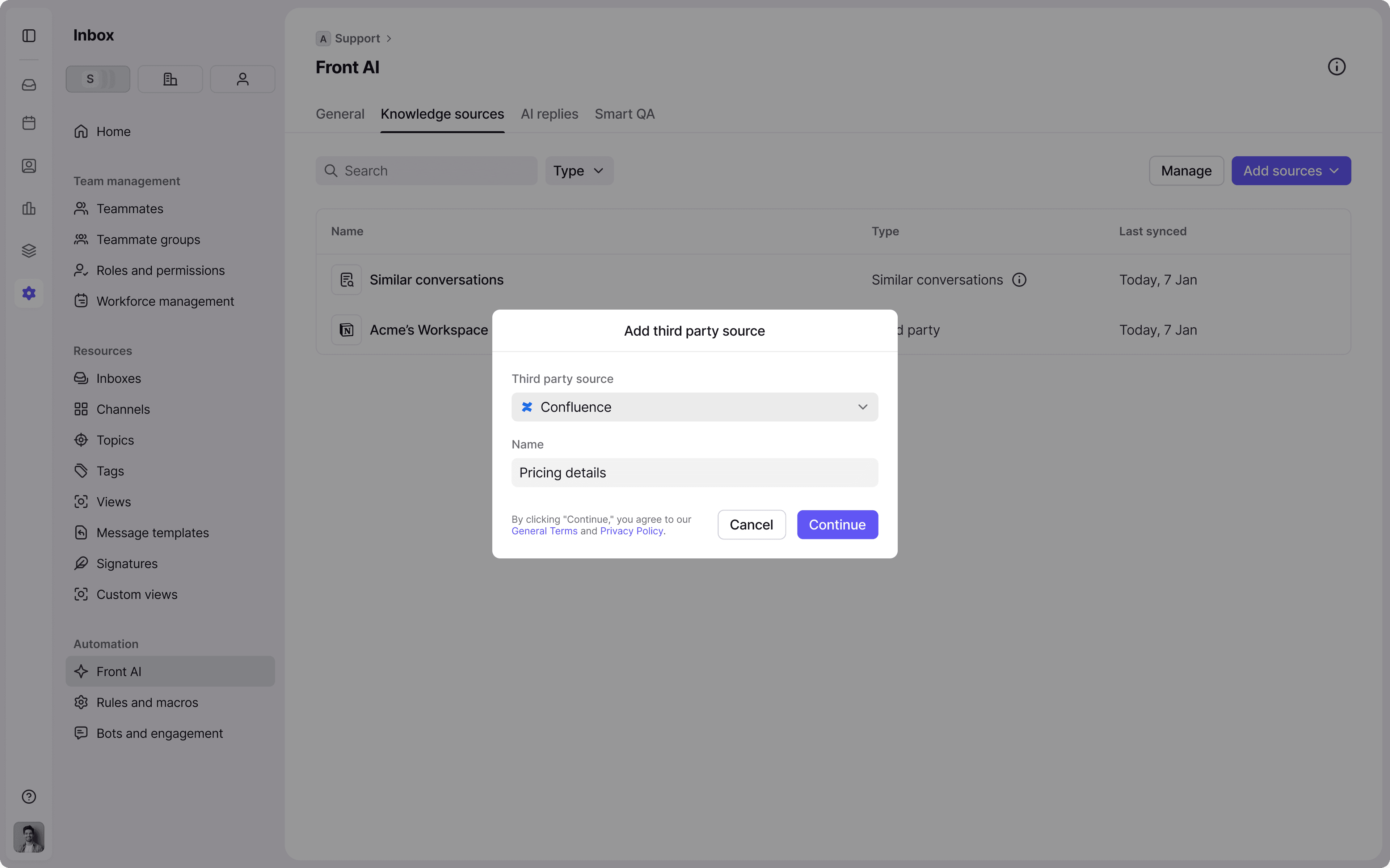 Screenshot of Confluence