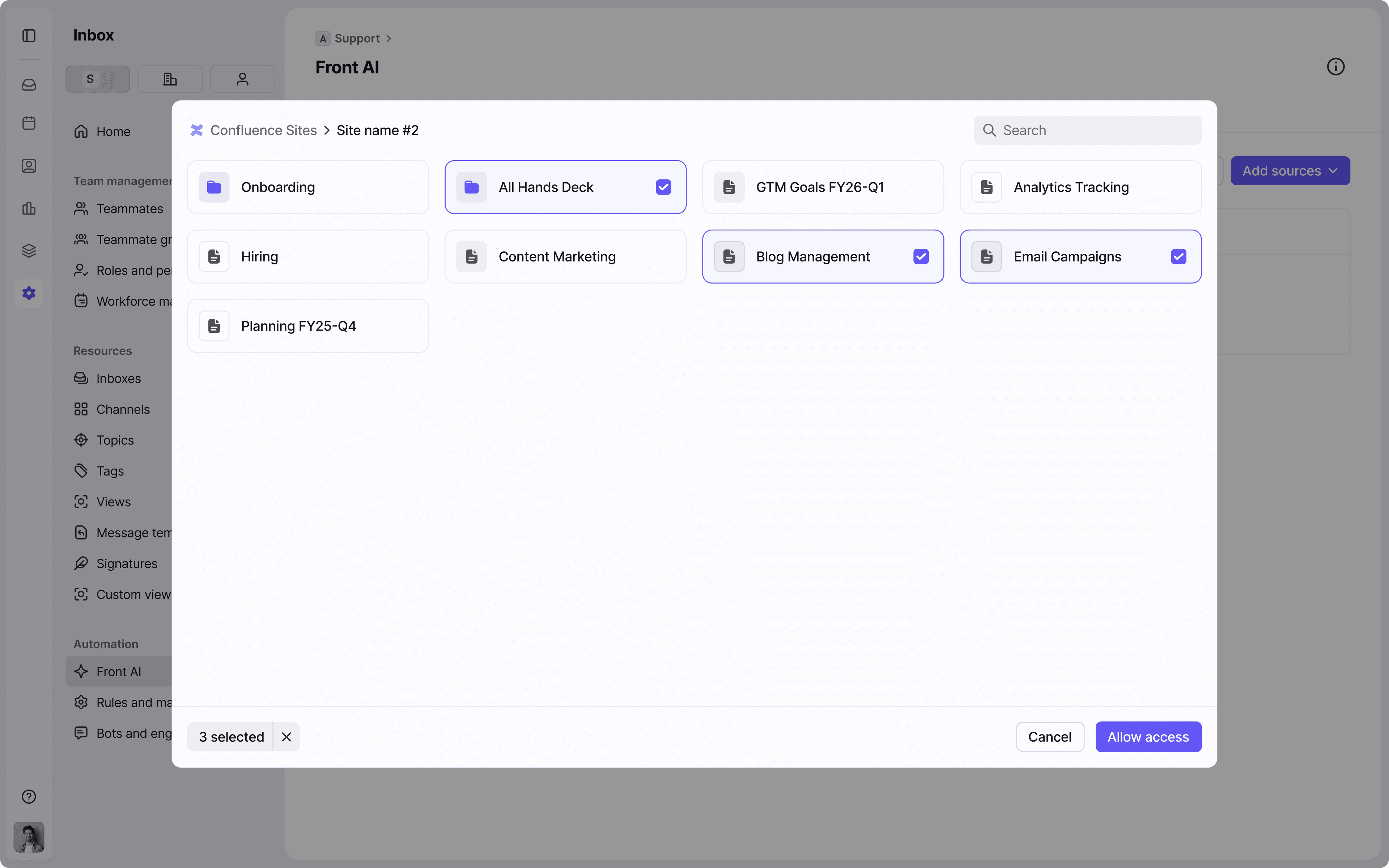 Screenshot of Confluence