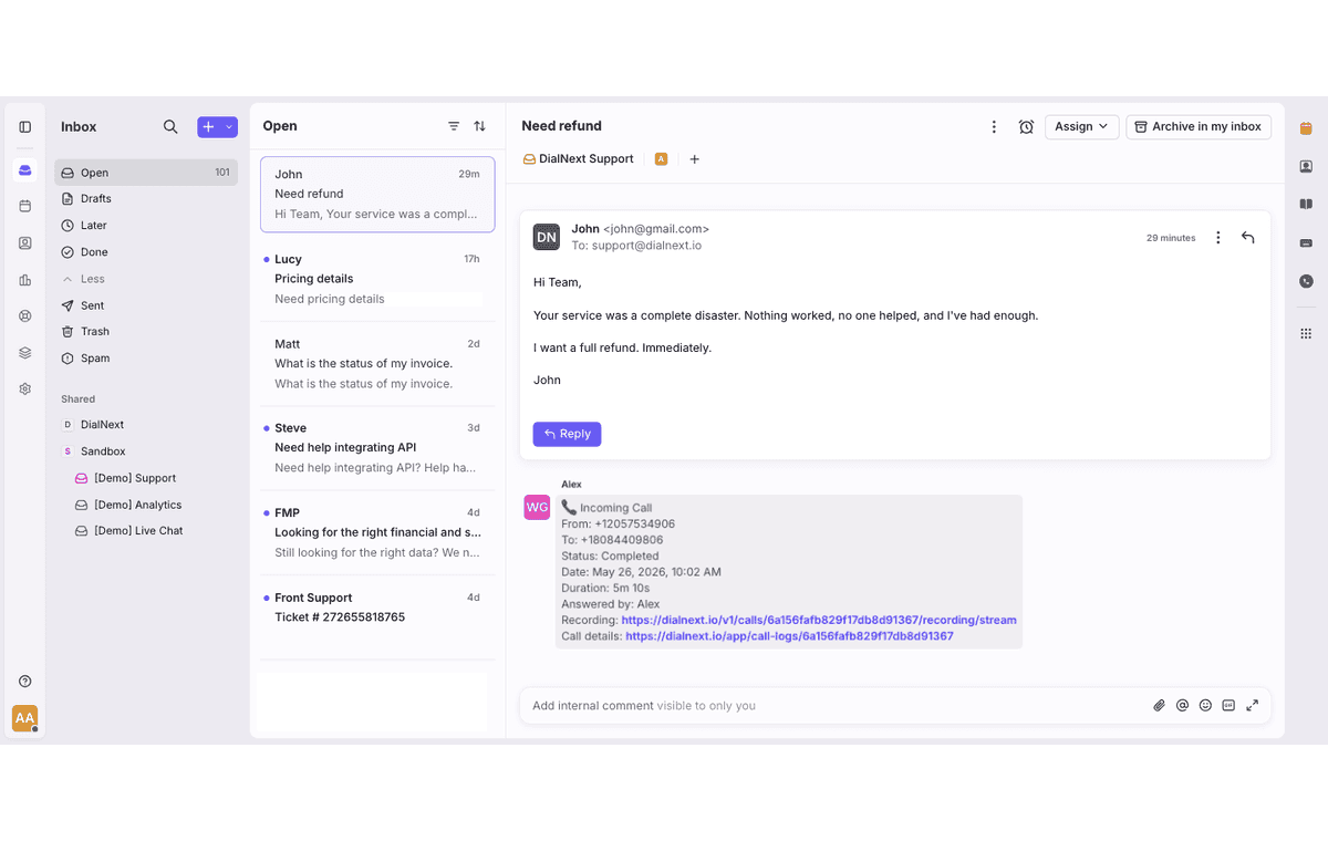 Screenshot of DialNext