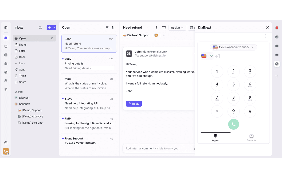 Screenshot of DialNext