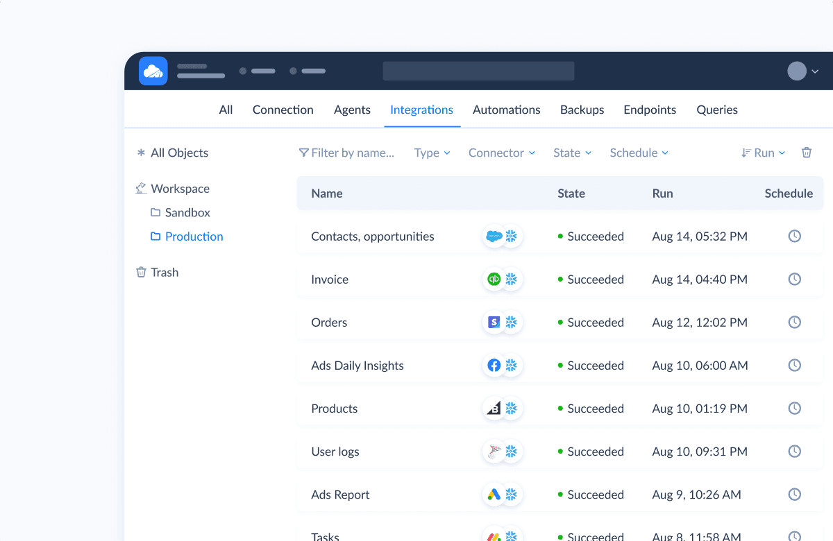 Screenshot of Skyvia