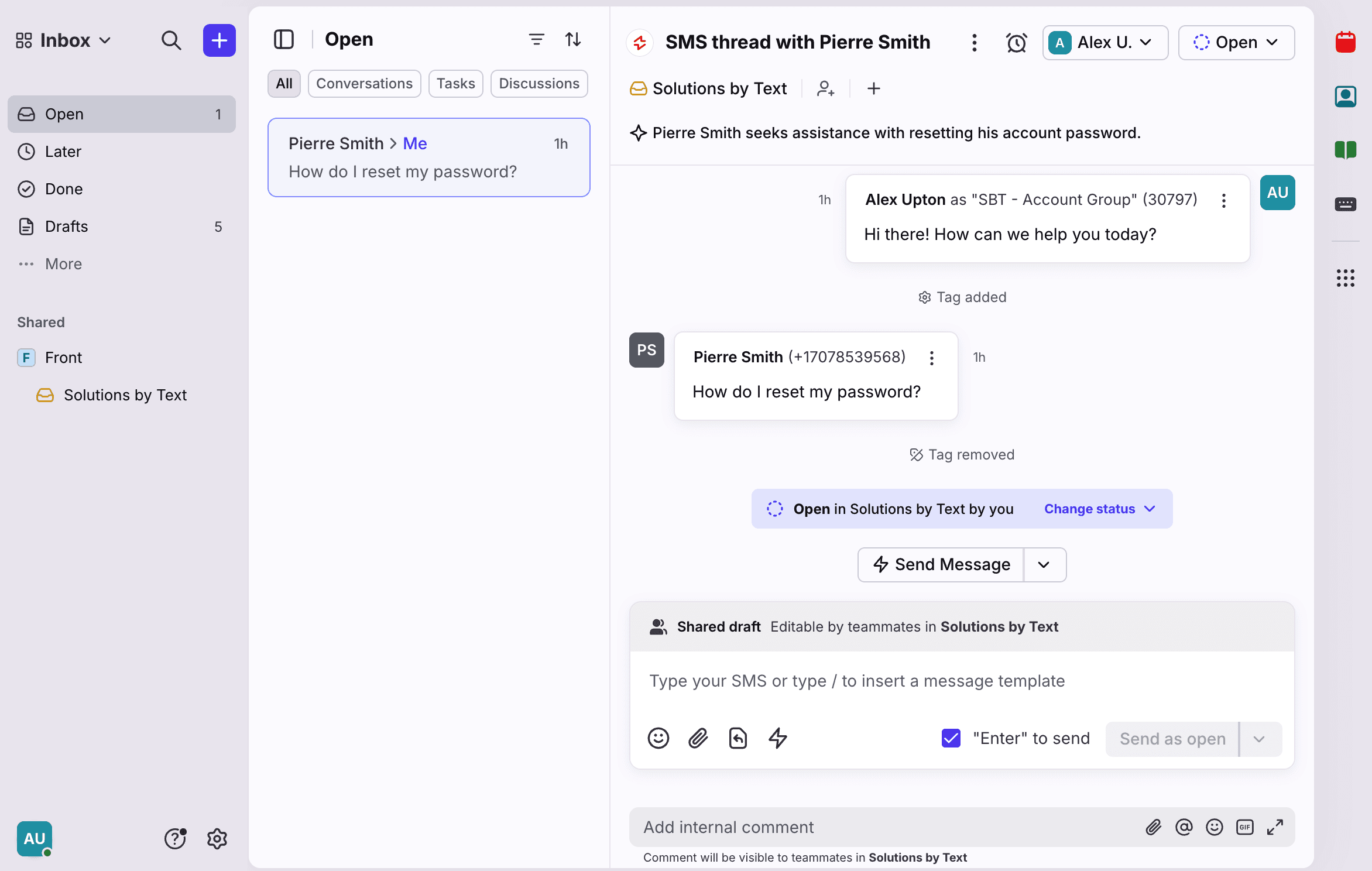 Screenshot of Solutions by Text