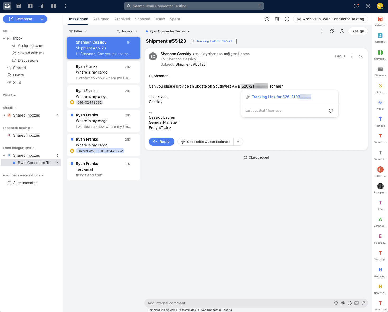 Screenshot of Southwest Cargo