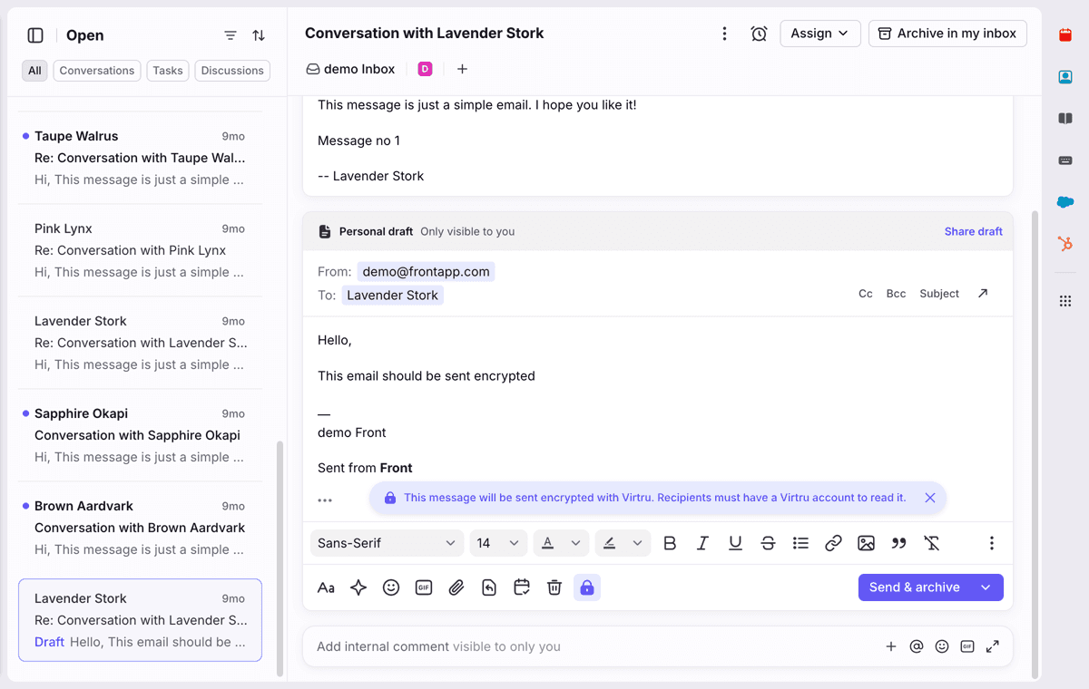 Screenshot of Virtru