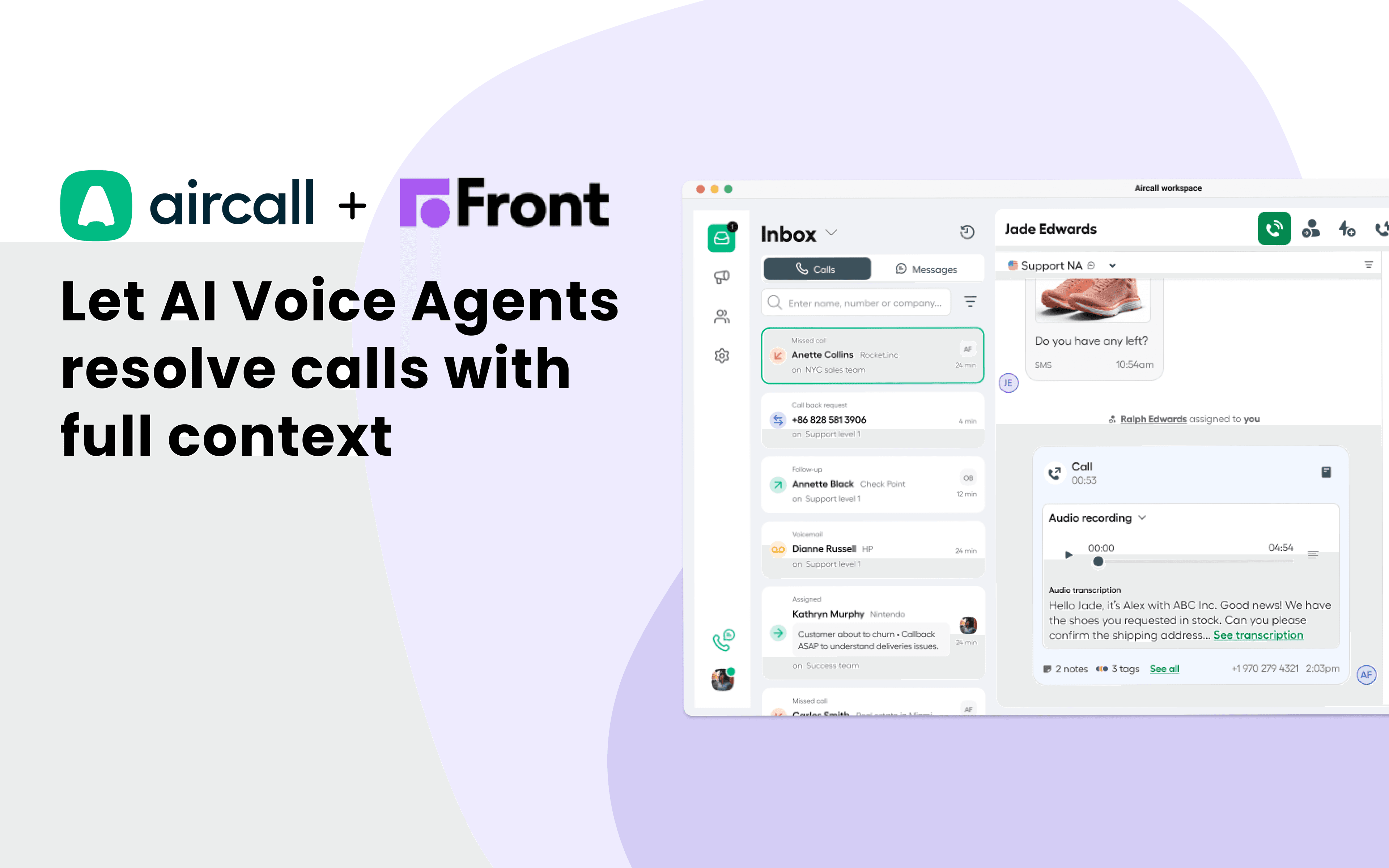 Screenshot of Aircall