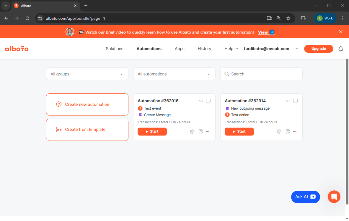 Screenshot of Albato