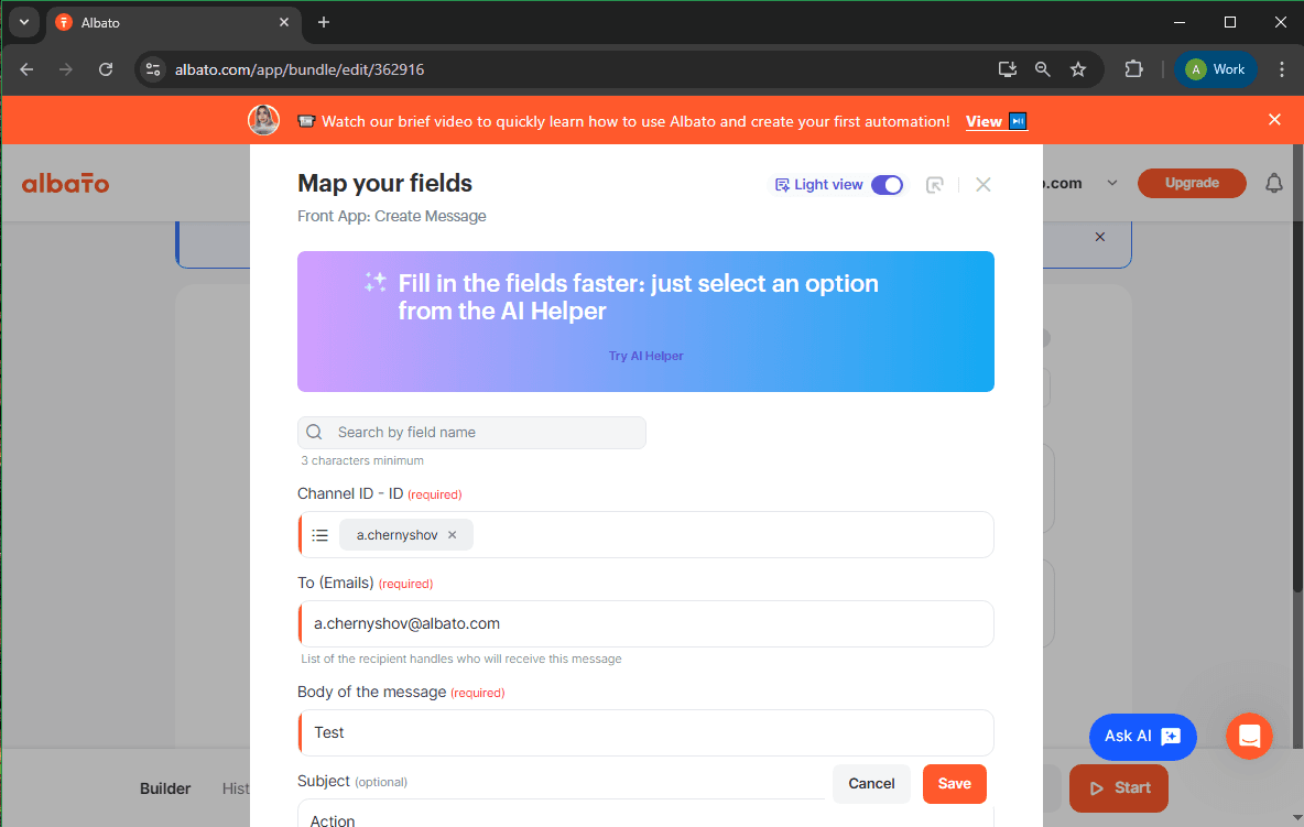 Screenshot of Albato