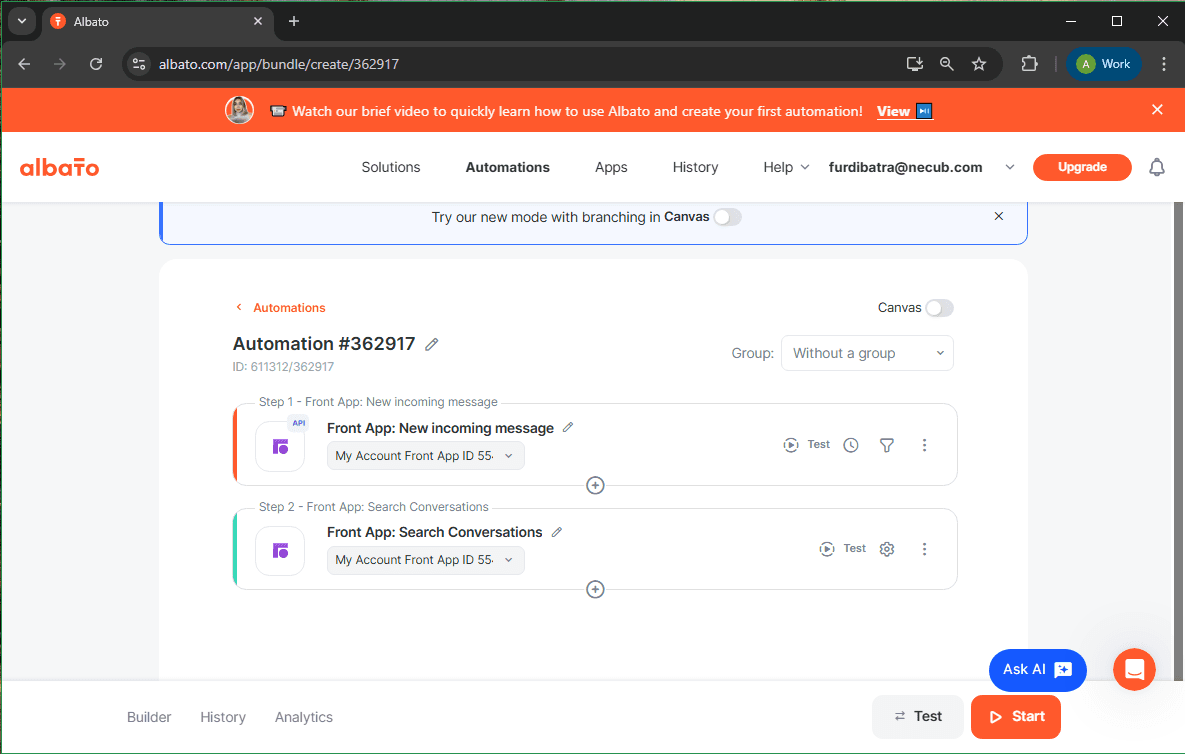 Screenshot of Albato