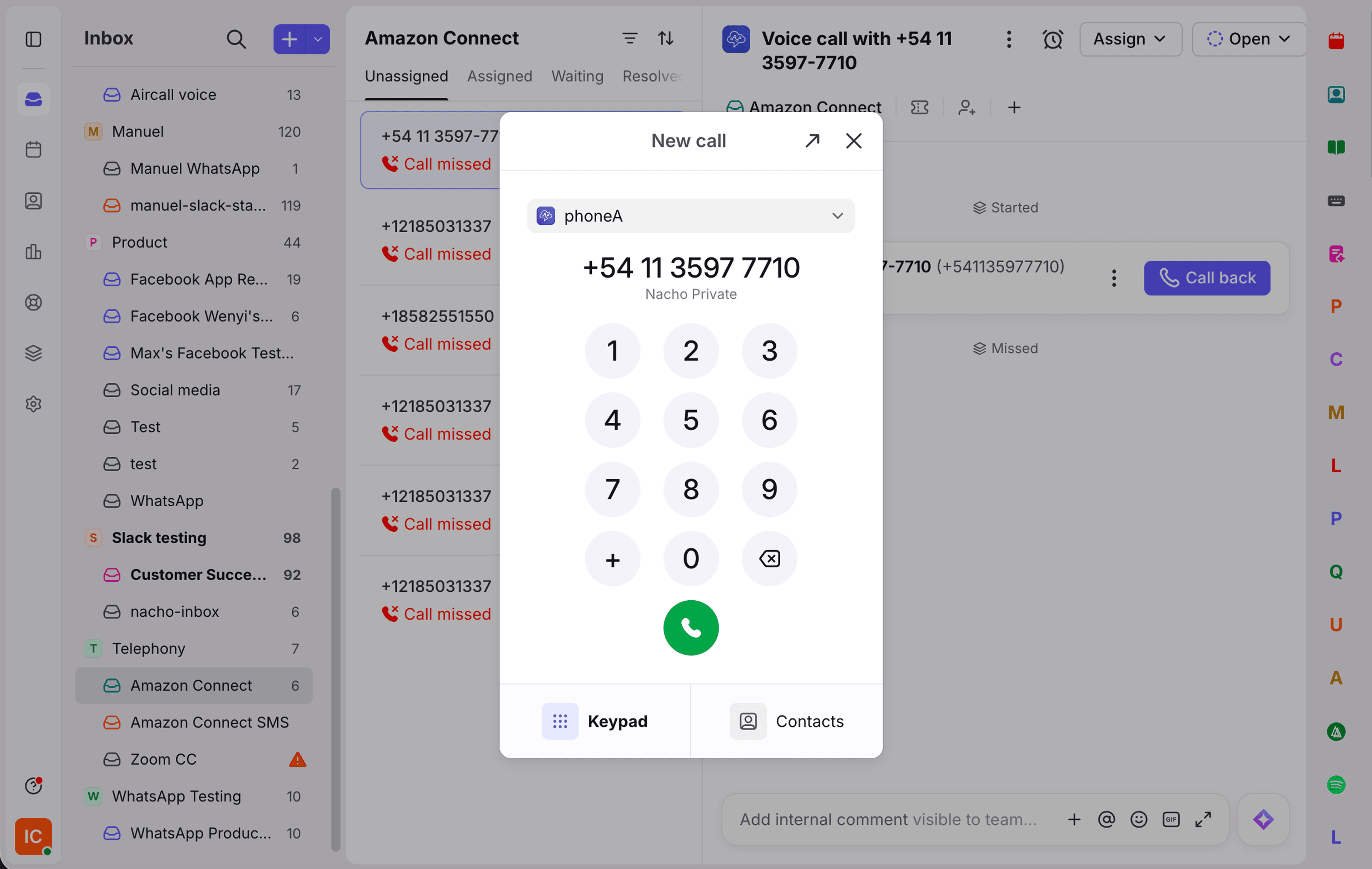 Screenshot of Amazon Connect