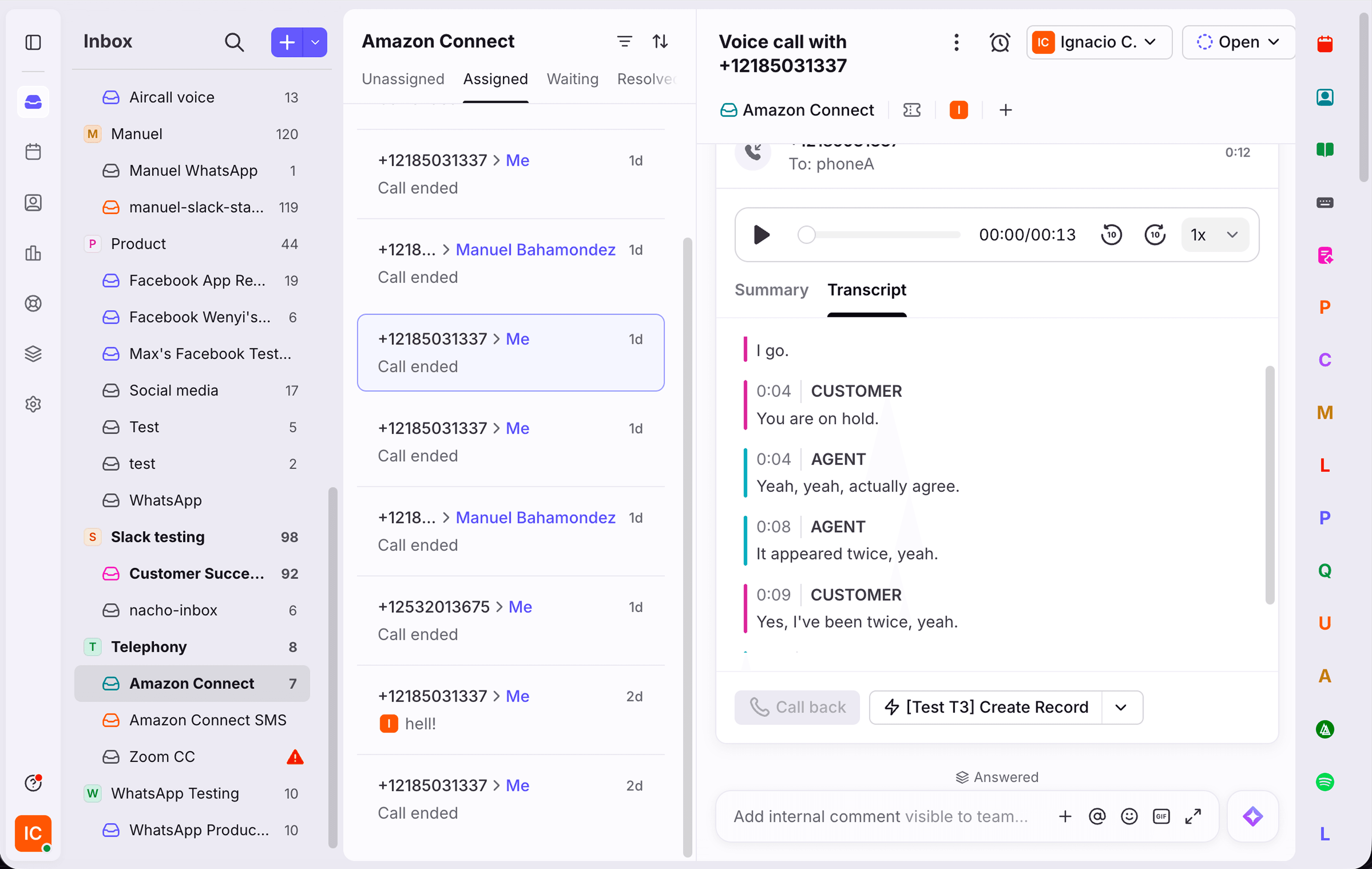 Screenshot of Amazon Connect
