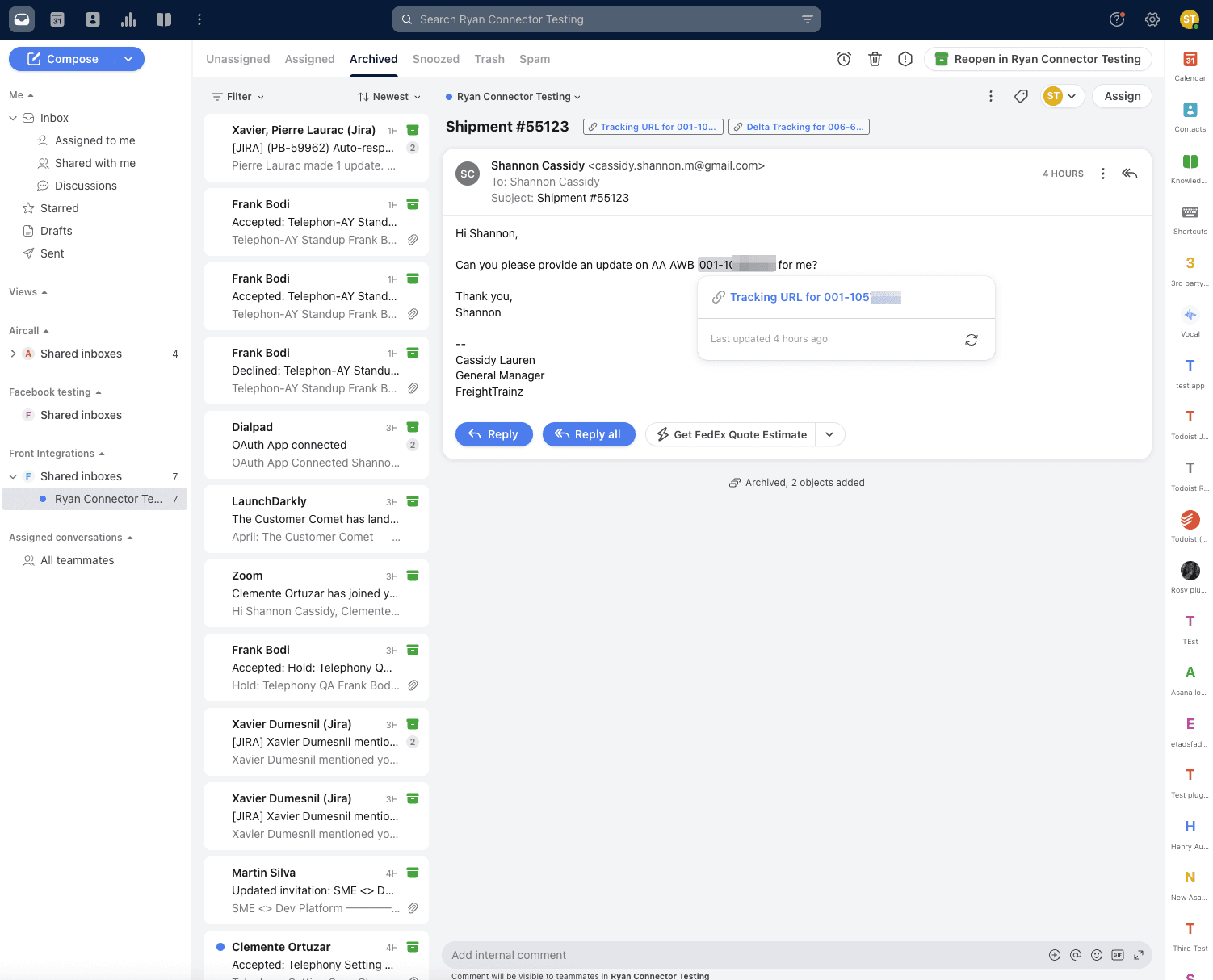 Screenshot of American Airlines Cargo