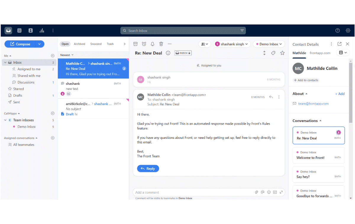 Screenshot of CallHippo