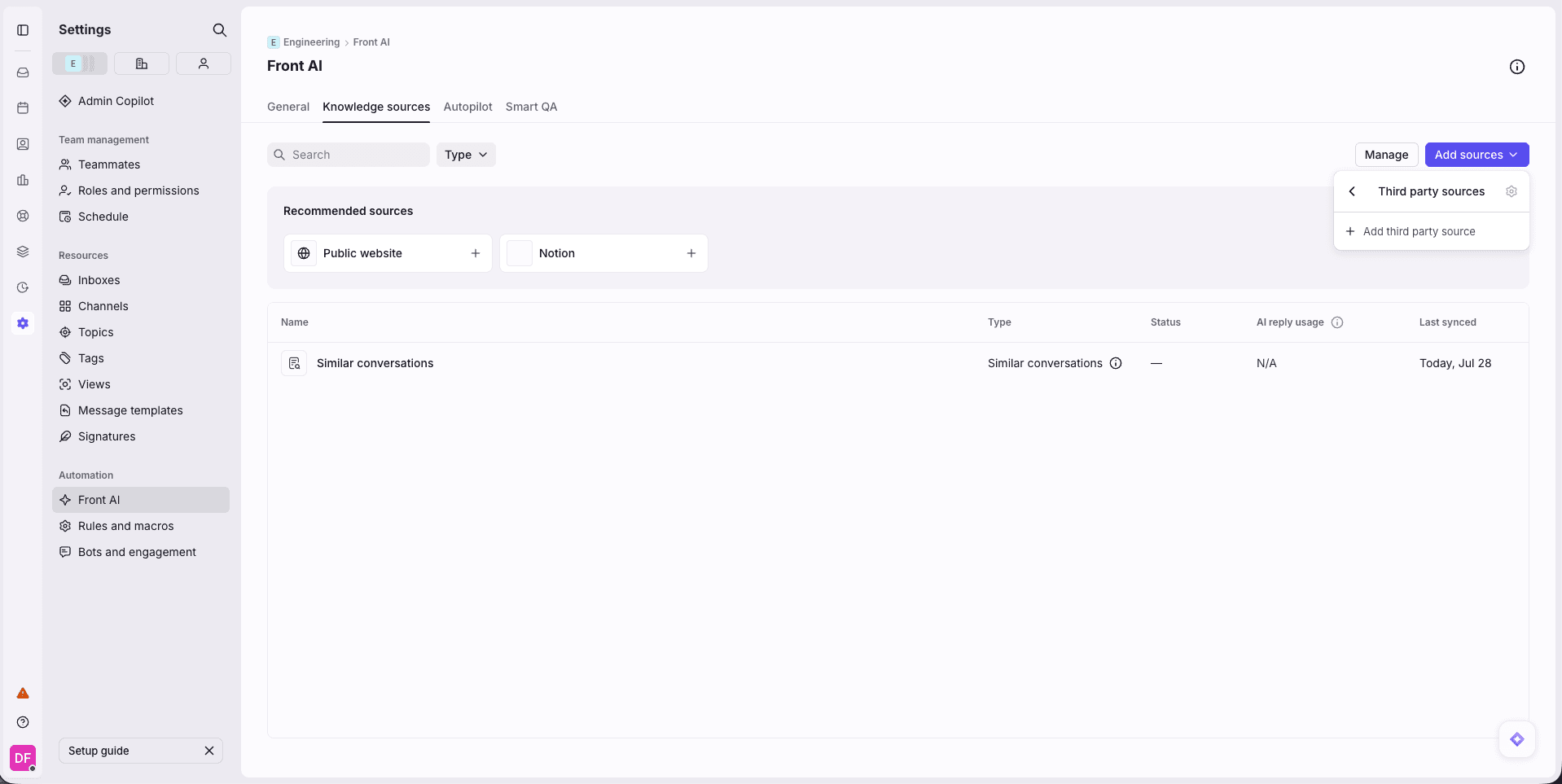 Screenshot of ClickUp Knowledge Source