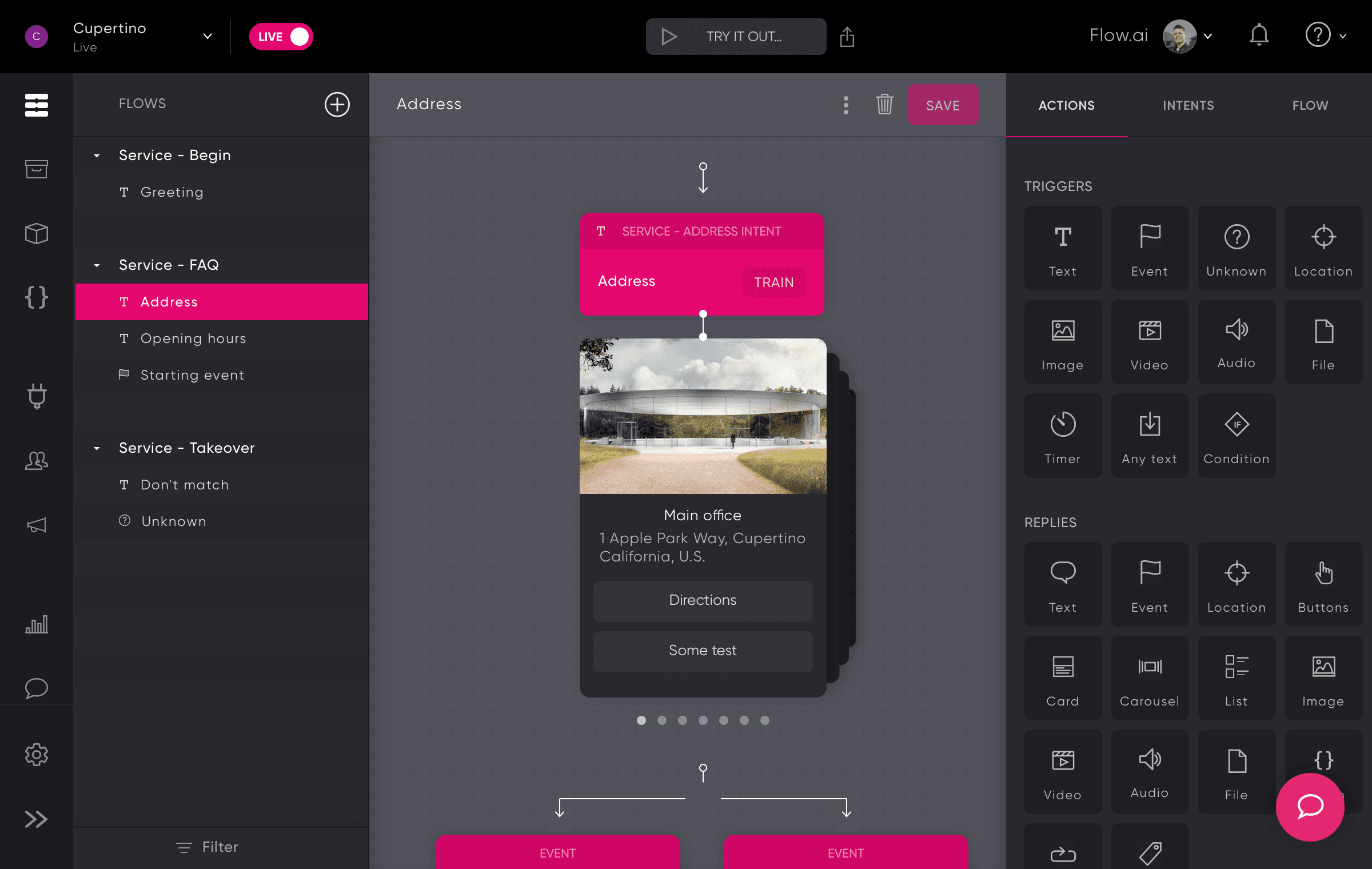 Screenshot of Flow.ai