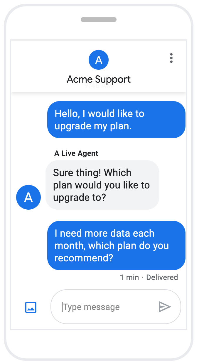 Screenshot of Google Business Messages
