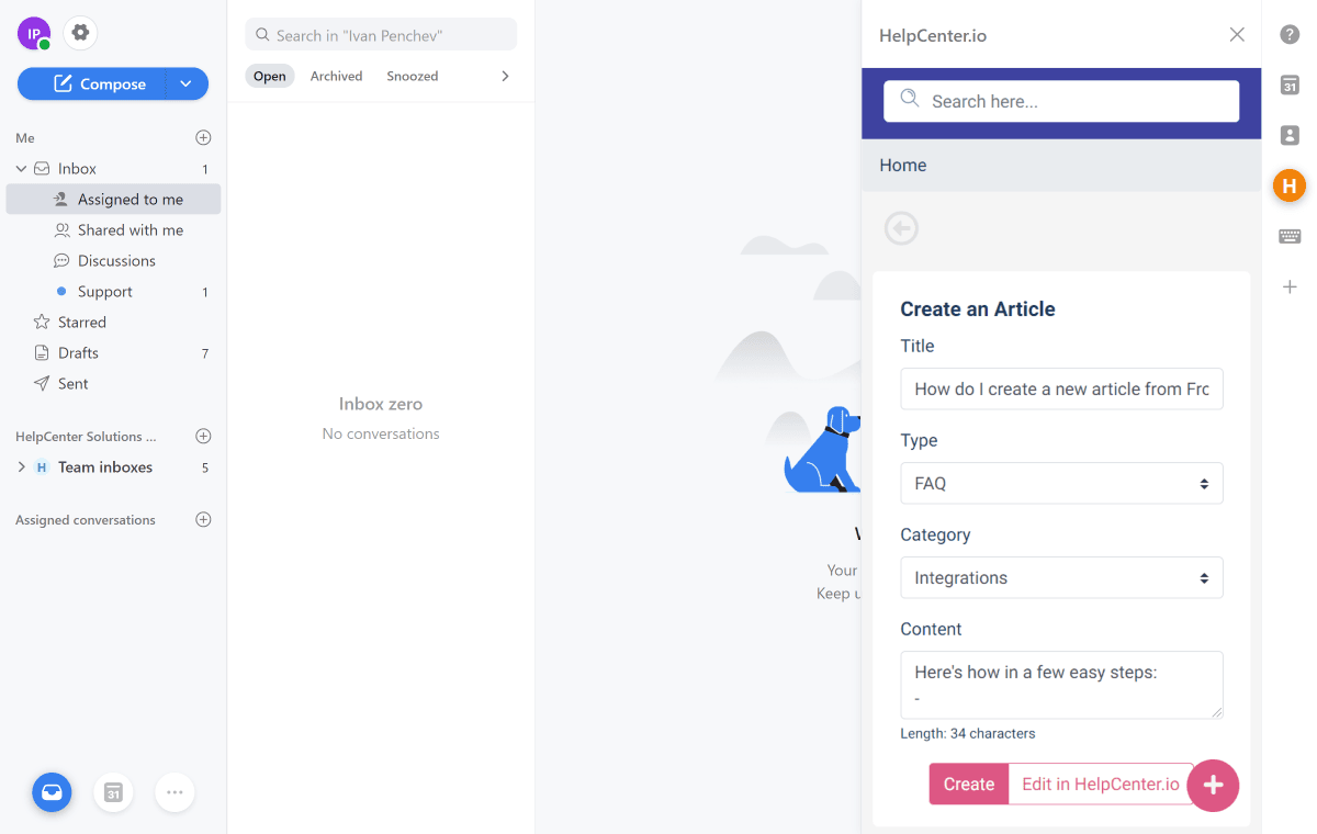 Screenshot of HelpCenter.io