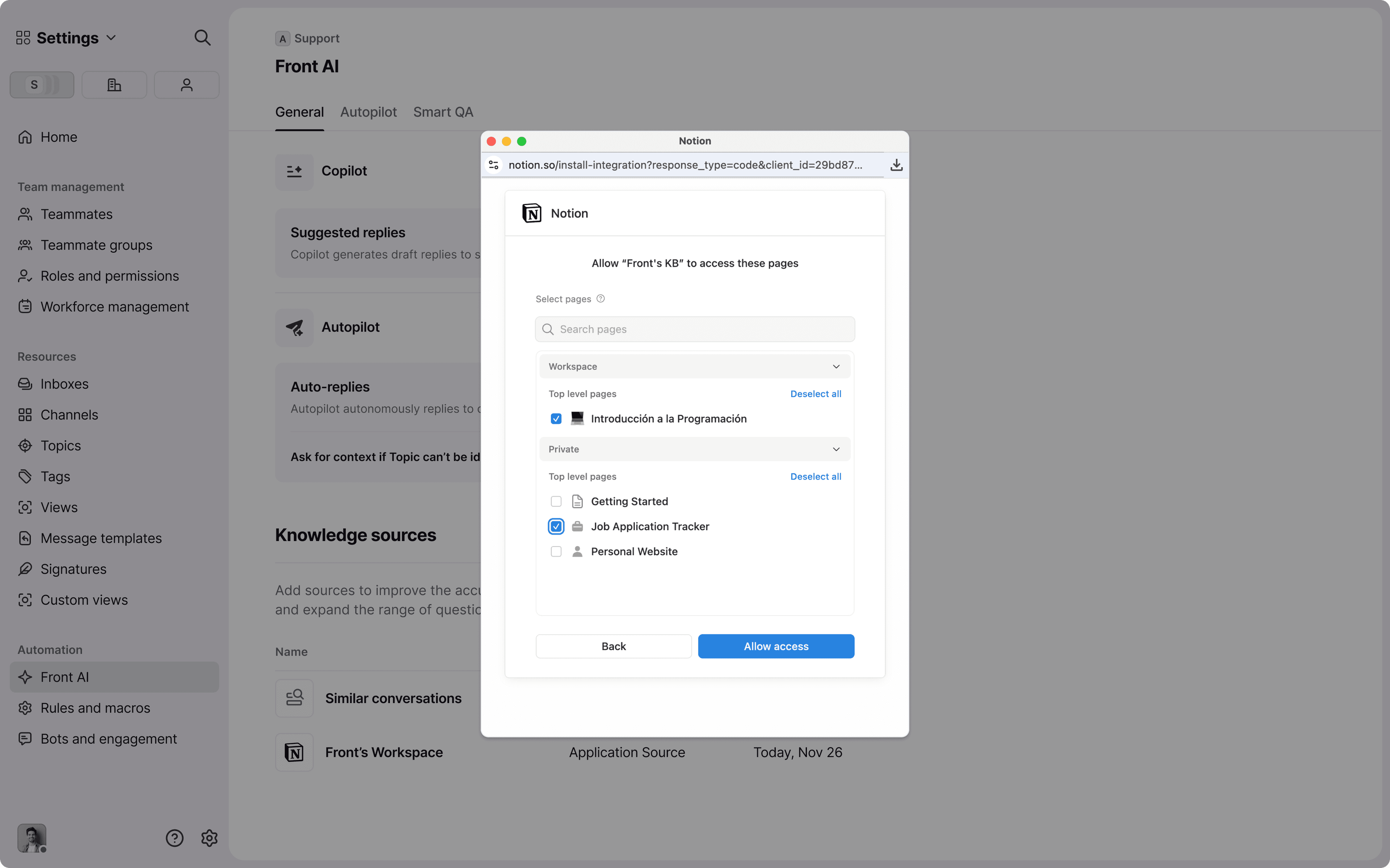 Screenshot of Notion