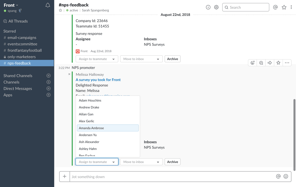 Screenshot of Slack