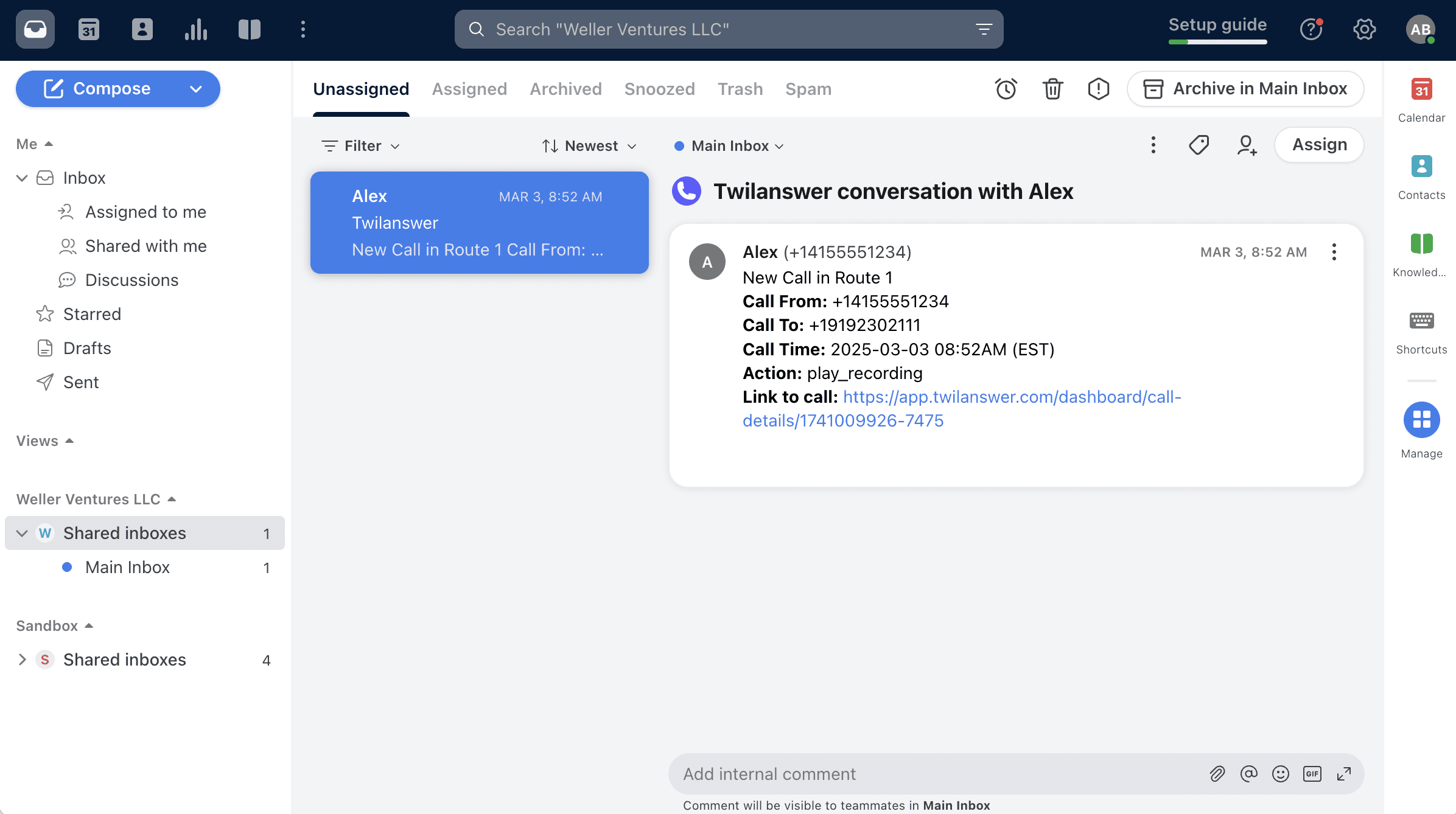 Screenshot of Twilanswer