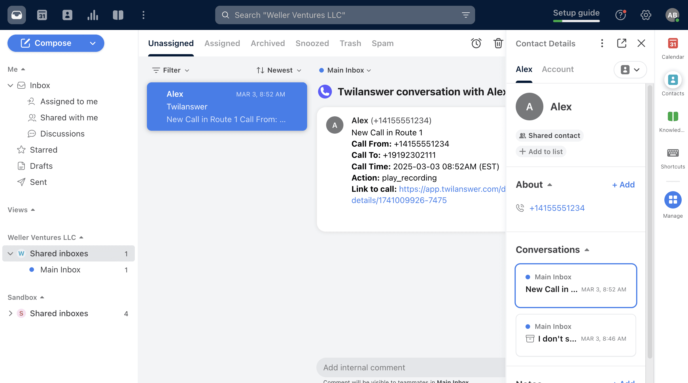 Screenshot of Twilanswer