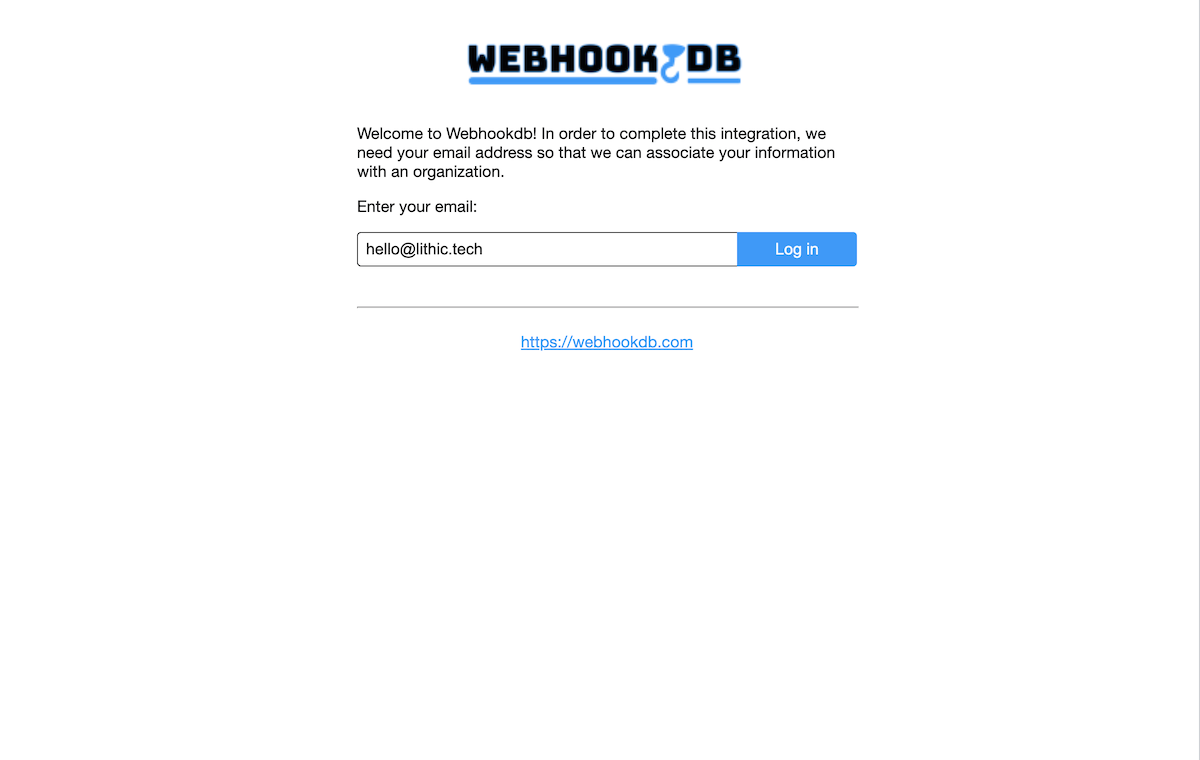 Screenshot of WebhookDB