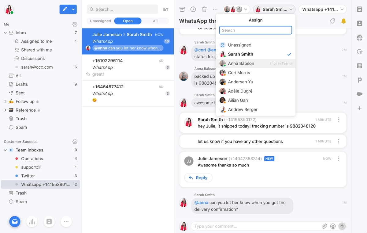 Screenshot of Twilio / WhatsApp