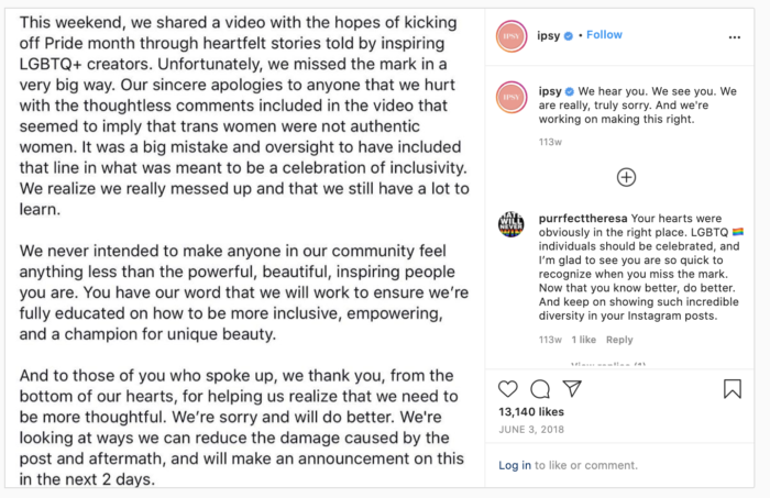 insta apology