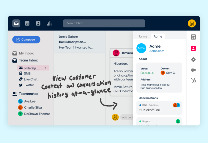 illustration of customer context in Front