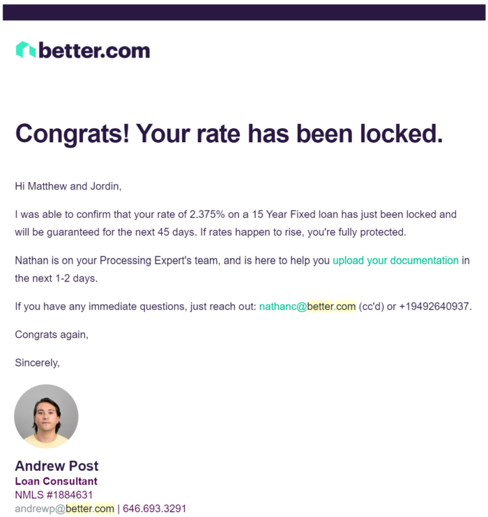 Intro canned response from Better.com