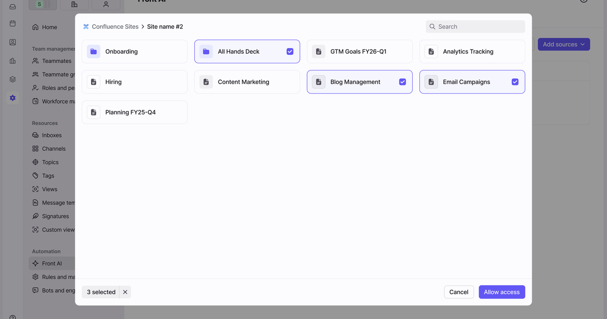 Confluence Integration | Front