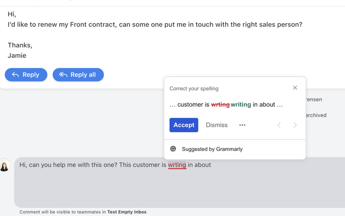 Screenshot of Grammarly