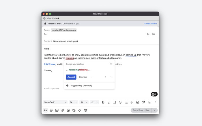 Screenshot of Grammarly