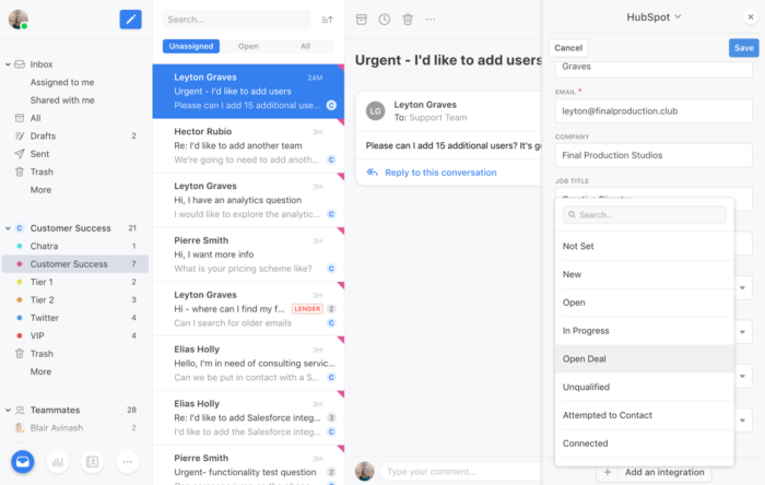 Screenshot of HubSpot