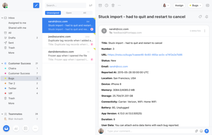 Screenshot of Instabug