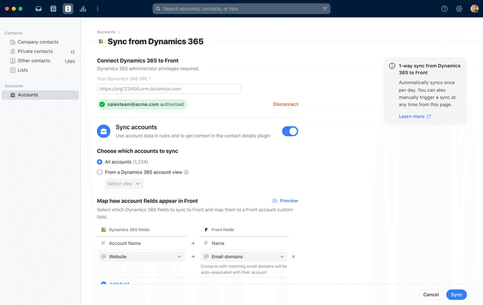 Screenshot of Microsoft Dynamics 365