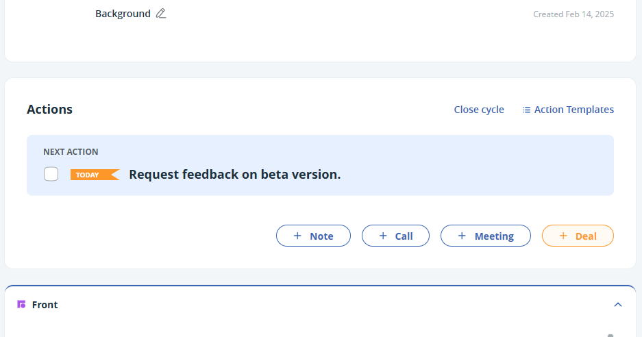 OnePageCRM Integration | Front