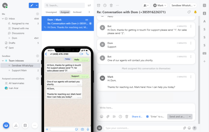 Screenshot of Sendbee / WhatsApp
