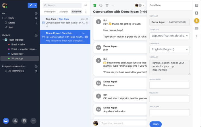 Screenshot of Sendbee / WhatsApp