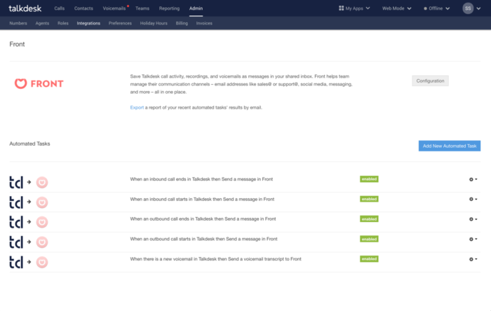 Screenshot of Talkdesk